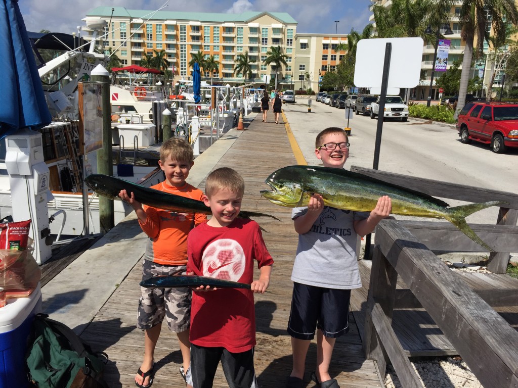 April 1- Our morning deep sea offshore charter yielded 3 nice mahi mahi for these junior anglers.